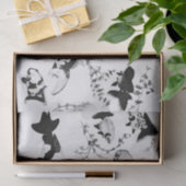 JAPANS VISAFDRUKTAFDEKKETpapier ZWART EN WITTE Tissuepapier (Geschenk)