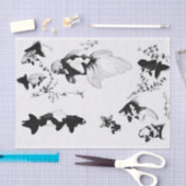 JAPANS VISAFDRUKTAFDEKKETpapier ZWART EN WITTE Tissuepapier (Craft)