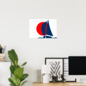 Japans Vlag Sailing Yacht Japan Nautical Poster (Thuiskantoor)