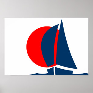 Japans Vlag Sailing Yacht Japan Nautical Poster
