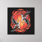 Japans vliegende vechtskranen Aziatische kunst Canvas Afdruk (Voorkant)