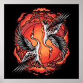 Japans vliegende vechtskranen Aziatische kunst Poster (Voorkant)