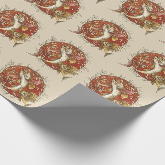 Japans Vliegende Vis en Bamboebladeren Kunst Cadeaupapier (Hoek)