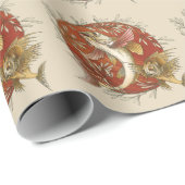  Japans Vliegende Vis en Bamboebladeren Kunst Cadeaupapier (Rol Hoek)