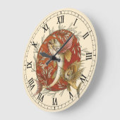 Japans Vliegende Vis en Bamboebladeren Kunst Grote Klok (Hoek)