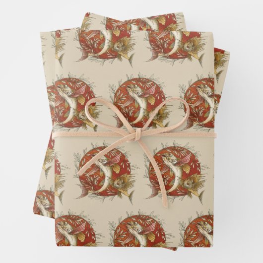 Japans Vliegende Vis en Bamboebladeren Kunst Inpakpapier Vel (In situ)