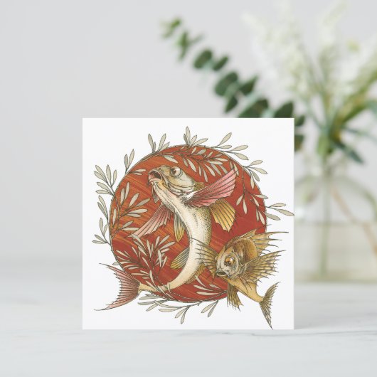  Japans Vliegende Vis en Bamboebladeren Kunst Kaart (Staand voorkant)