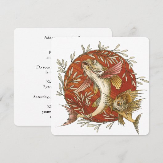  Japans Vliegende Vis en Bamboebladeren Kunst Kaart (Voorkant / Achterkant)