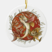  Japans Vliegende Vis en Bamboebladeren Kunst Keramisch Ornament (Voorkant)