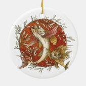  Japans Vliegende Vis en Bamboebladeren Kunst Keramisch Ornament (Achterkant)