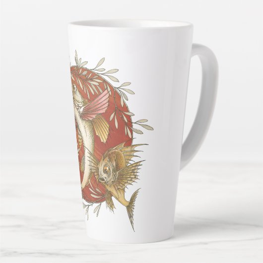 Japans Vliegende Vis en Bamboebladeren Kunst Latte Mok (Rechterhoek)