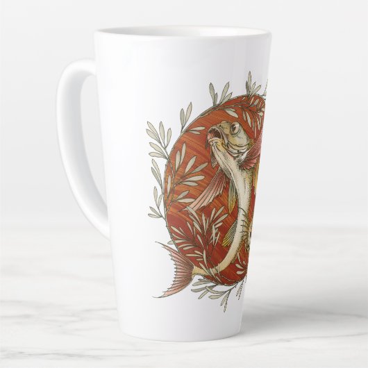 Japans Vliegende Vis en Bamboebladeren Kunst Latte Mok (Linkerhoek)