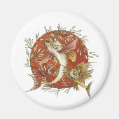 Japans Vliegende Vis en Bamboebladeren Kunst Magneet (Voorkant)