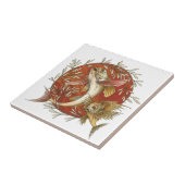 Japans Vliegende Vis en Bamboebladeren Kunst Tegeltje (Zijkant)