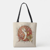  Japans Vliegende Vis en Bamboebladeren Kunst Tote Bag (Achterkant)