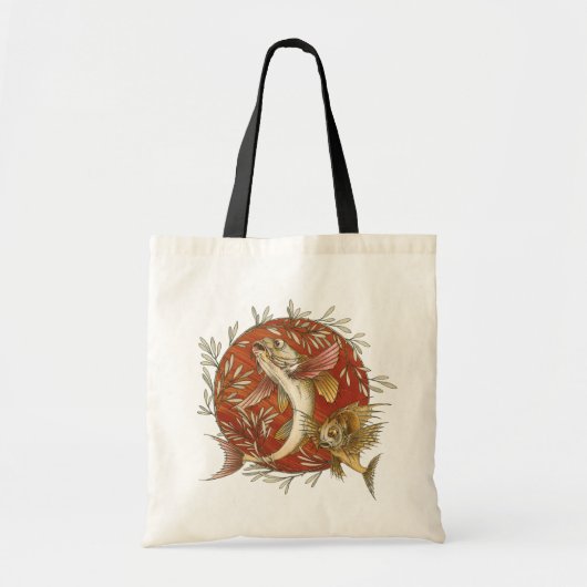  Japans Vliegende Vis en Bamboebladeren Kunst Tote Bag (Voorkant)