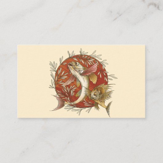 Japans Vliegende Vis en Bamboebladeren Kunst Visitekaartje (Achterkant)