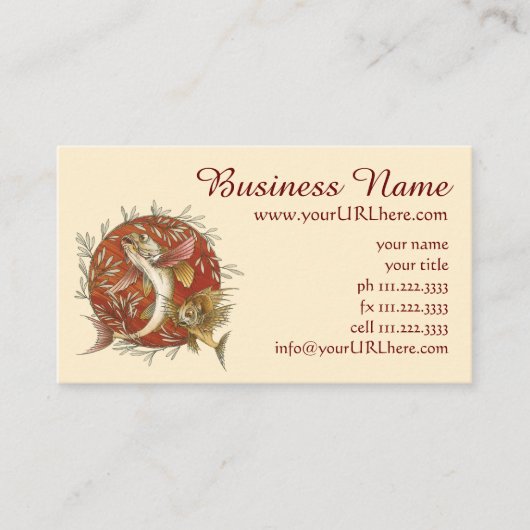  Japans Vliegende Vis en Bamboebladeren Kunst Visitekaartje (Voorkant)