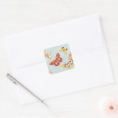 japans vlinders print vierkante sticker (Envelop)