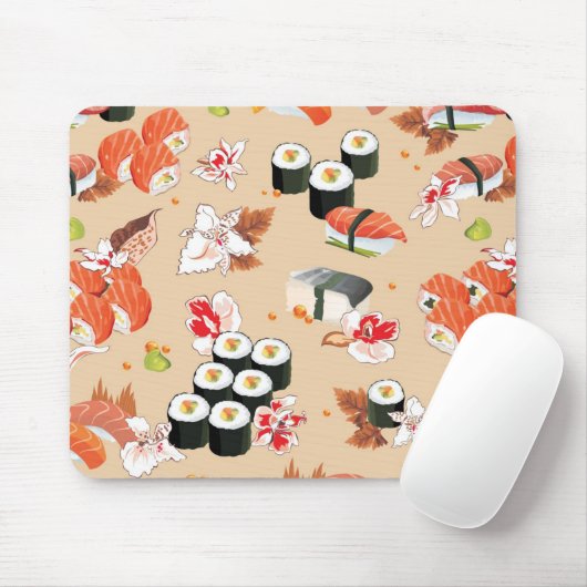 Japans Voedsel: Patroon 3 van sushi Muismat (Met muis)