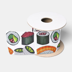 Japans voedsel Sushi Californië Tuna Rolls Ribbon Satijnen Lint