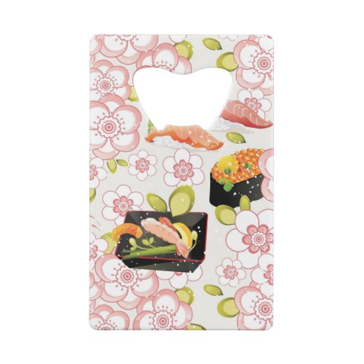 Japans voedsel: Sushi Pattern 2 Creditkaart Flessenopener (Achterkant)