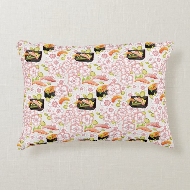 Japans voedsel: Sushi Pattern 2 Decoratief Kussen (Voorkant)