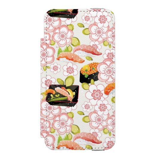 Japans voedsel: Sushi Pattern 2 Incipio iPhone Portemonnee Hoesje (Voorkant Agenda)