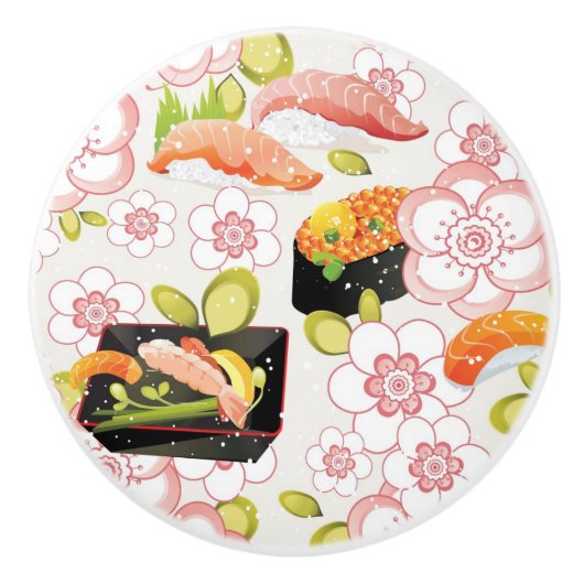 Japans voedsel: Sushi Pattern 2 Keramische Knop (Voorkant)