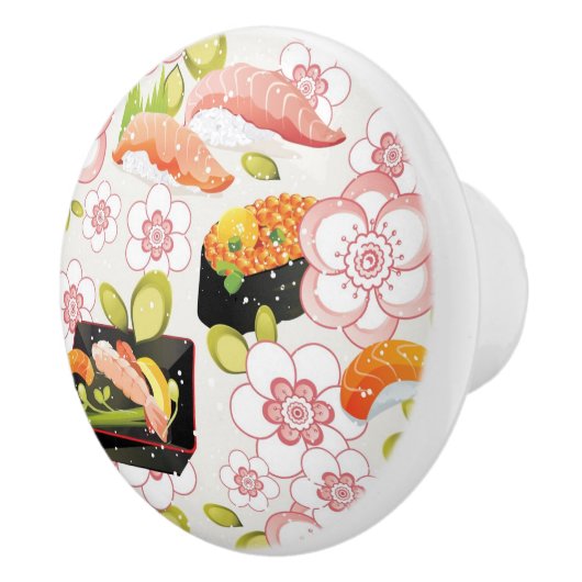 Japans voedsel: Sushi Pattern 2 Keramische Knop (Rechts)