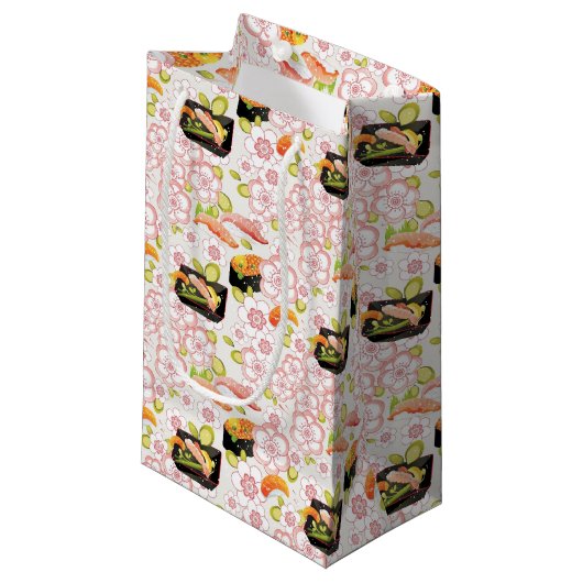 Japans voedsel: Sushi Pattern 2 Klein Cadeauzakje (Voorkant Gekanteld)