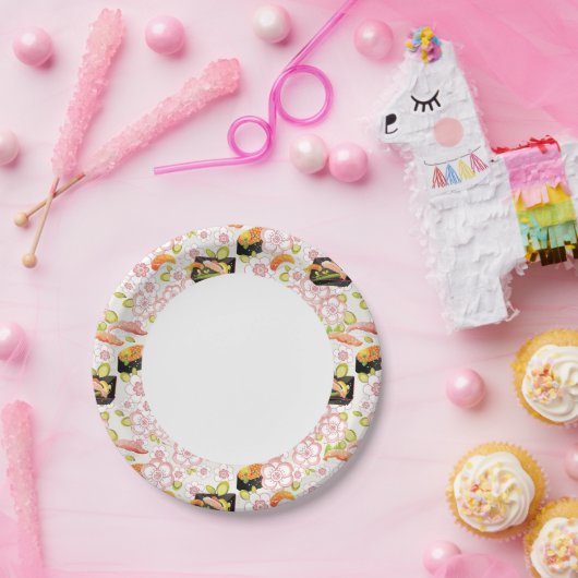 Japans voedsel: Sushi Pattern 2 Papieren Bordje (Feest)