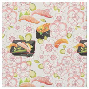 Japans voedsel: Sushi Pattern 2 Stof