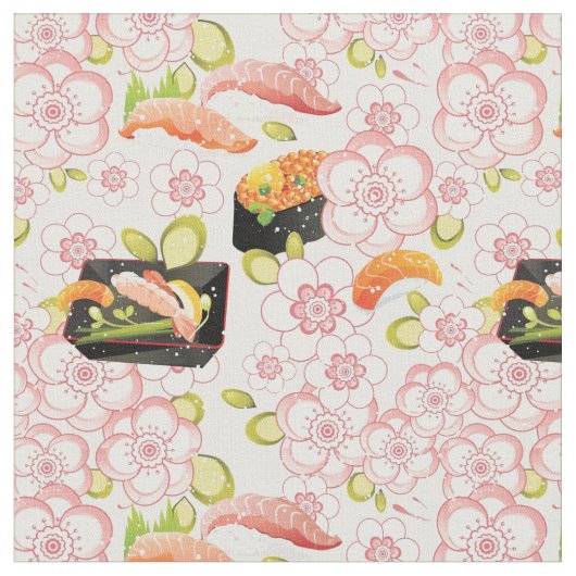 Japans voedsel: Sushi Pattern 2 Stof (Close Up)