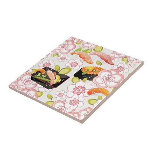 Japans voedsel: Sushi Pattern 2 Tegeltje (Zijkant)