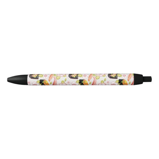 Japans voedsel: Sushi Pattern 2 Zwarte Inkt Pen (Voorkant)