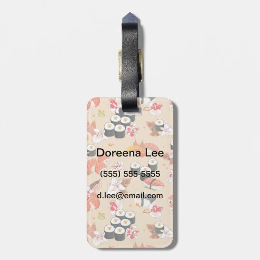 Japans voedsel: Sushi Pattern 3 Bagagelabel (Achterkant verticaal)