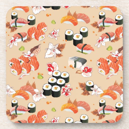 Japans voedsel: Sushi Pattern 3 Bier Onderzetter (Voorkant)