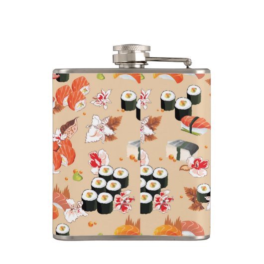 Japans voedsel: Sushi Pattern 3 Heupfles (Achterkant)