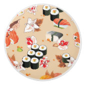 Japans voedsel: Sushi Pattern 3 Keramische Knop (Voorkant)