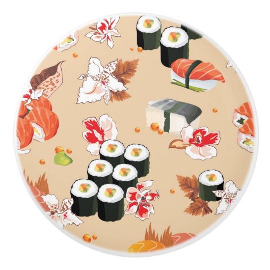 Japans voedsel: Sushi Pattern 3 Keramische Knop (Voorkant)