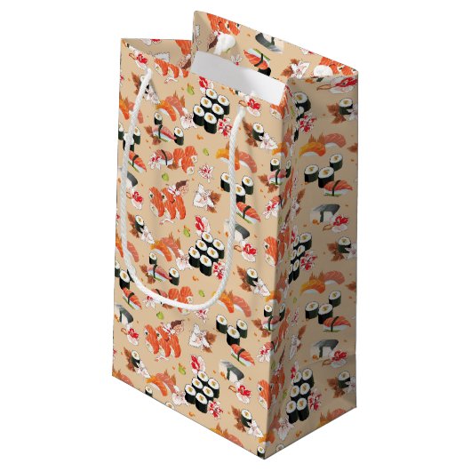 Japans voedsel: Sushi Pattern 3 Klein Cadeauzakje (Achterkant Gekanteld)