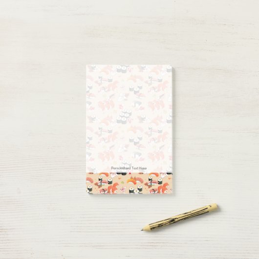 Japans voedsel: Sushi Pattern 3 Post-it® Notes (Op bureau)