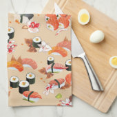 Japans voedsel: Sushi Pattern 3 Theedoek (Quarter Fold)