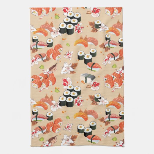 Japans voedsel: Sushi Pattern 3 Theedoek (Verticaal)