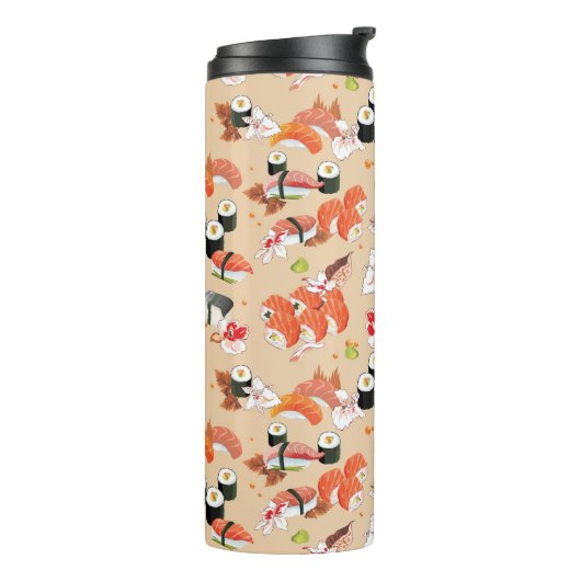 Japans voedsel: Sushi Pattern 3 Thermosbeker (Gedraaid links)