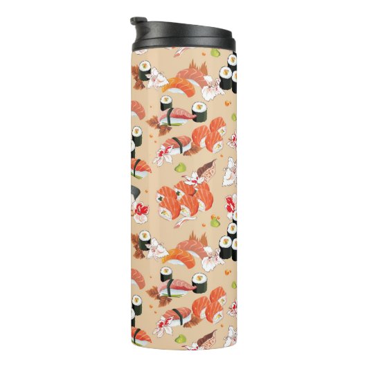 Japans voedsel: Sushi Pattern 3 Thermosbeker (Geroteerd rechts)