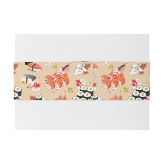 Japans voedsel: Sushi Pattern 3 Uitnodigingen Wikkel (Achterkant Voorbeeld)