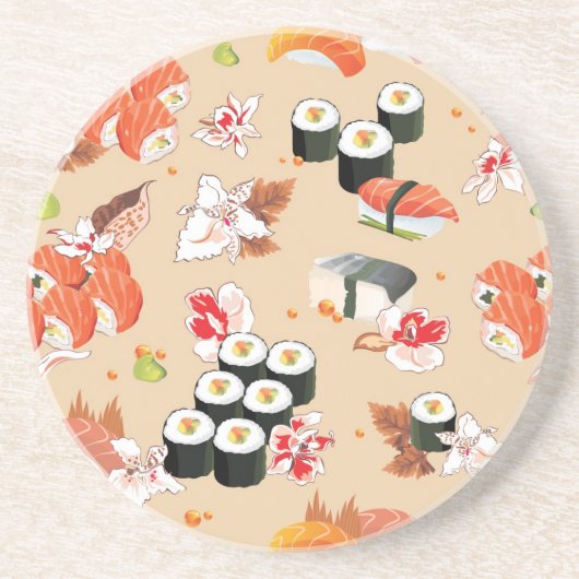 Japans voedsel: Sushi Pattern 3 Zandsteen Onderzetter (Voorkant)