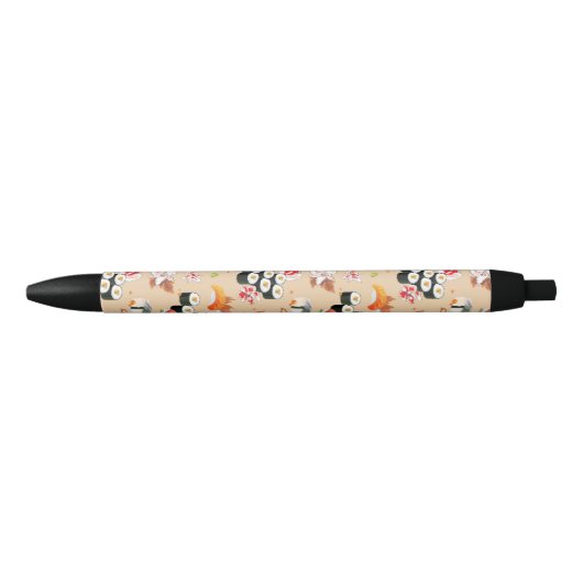 Japans voedsel: Sushi Pattern 3 Zwarte Inkt Pen (Voorkant)